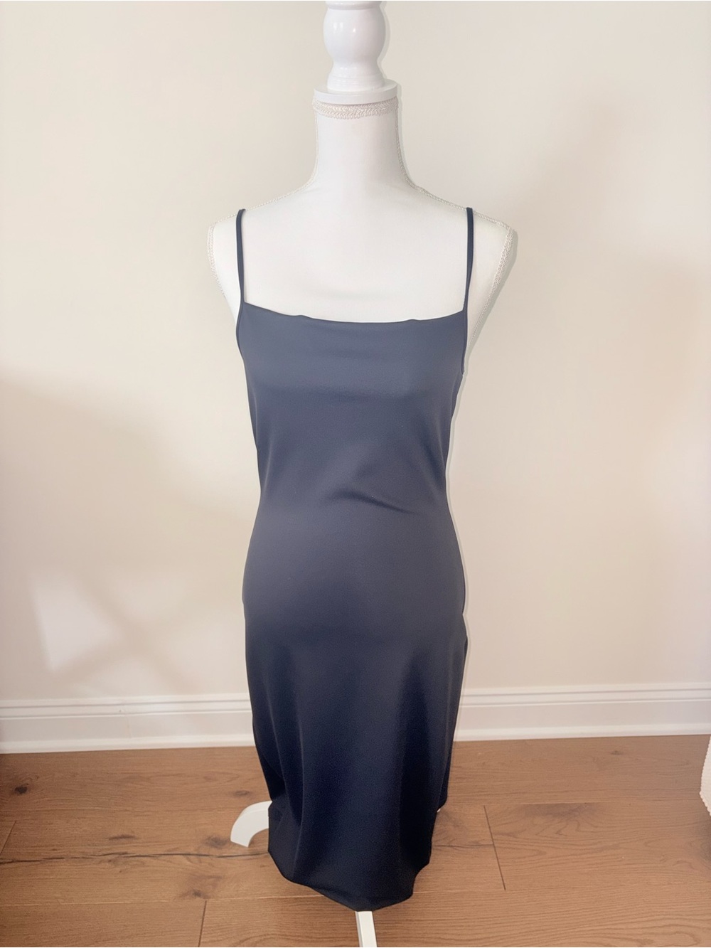 Good American Black Slip Dress with Spaghetti Straps